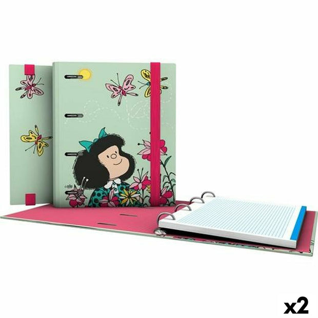 Ring binder Grafoplas Carpebook Mafalda Green A5 (2 Units)