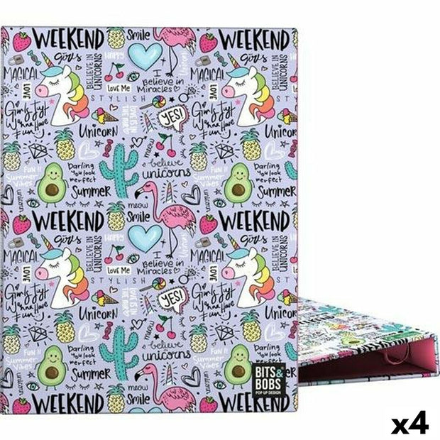 Ring binder Grafoplas Fantasy Lilac A5 (4 Units)