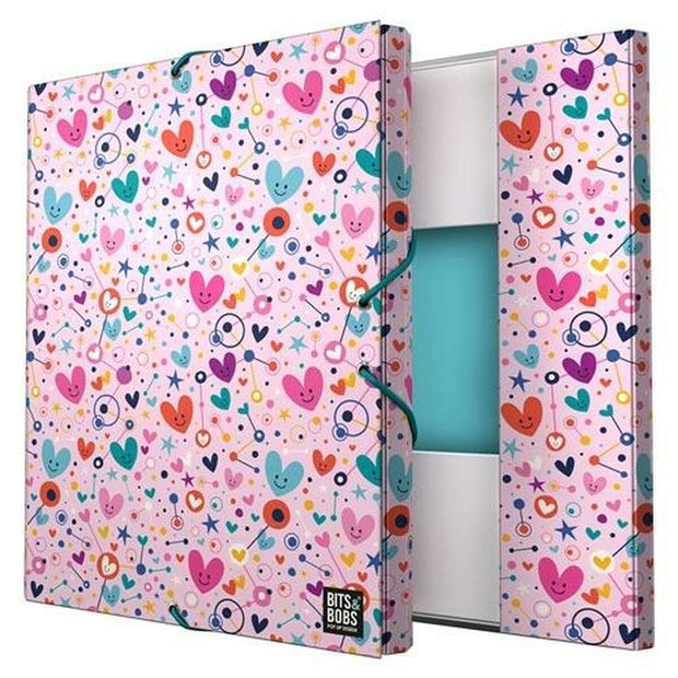 Folder Grafoplas Hearts Pink Rubber Din A4 (2 Units)