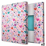 Folder Grafoplas Hearts Pink Rubber Din A4 (2 Units)