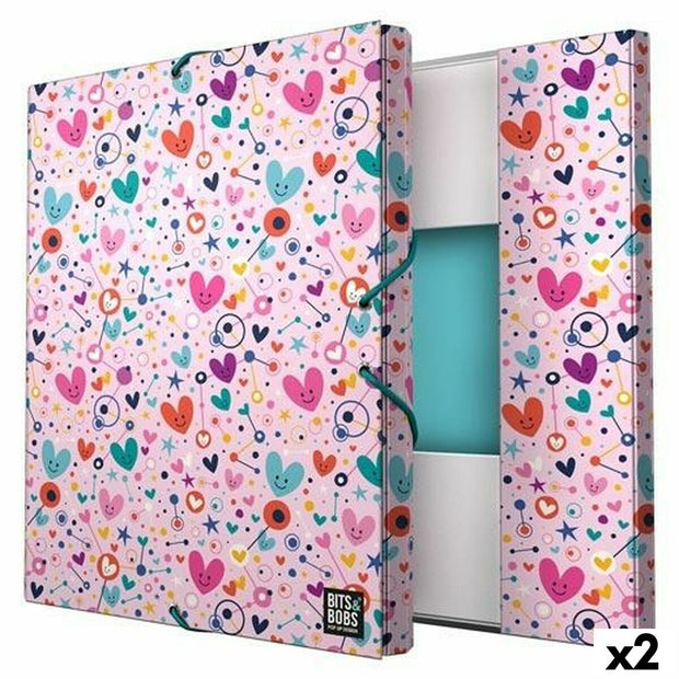 Folder Grafoplas Hearts Pink Rubber Din A4 (2 Units)