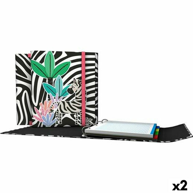 Ring binder Grafoplas Carpeplús Free Life Zebra White/Black A4 (2 Units)
