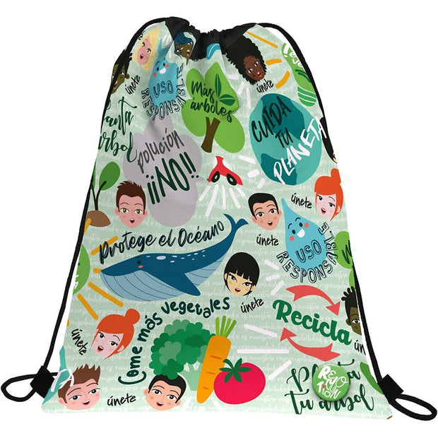Backpack with Strings Grafoplas Revolution Green Multicolour (36 x 47 cm)