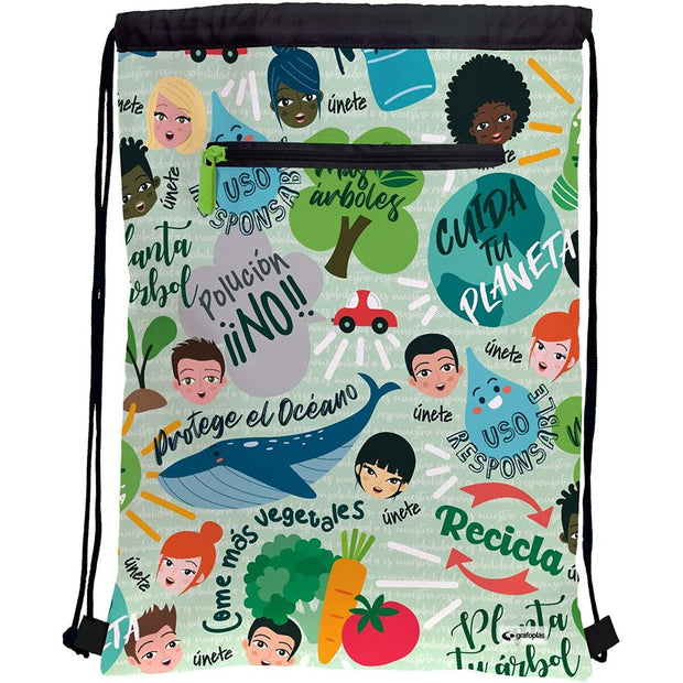 Backpack with Strings Grafoplas Revolution Green Multicolour (36 x 47 cm)