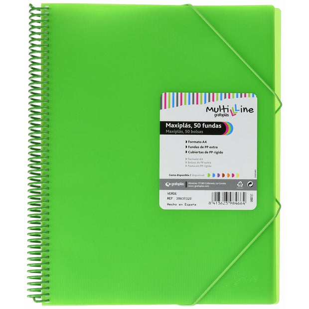 Organiser Folder Grafoplas Maxiplás Green A4 Spiral