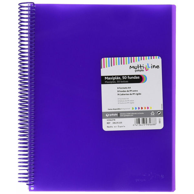 Organiser Folder Grafoplas Maxiplás Violet A4 Spiral