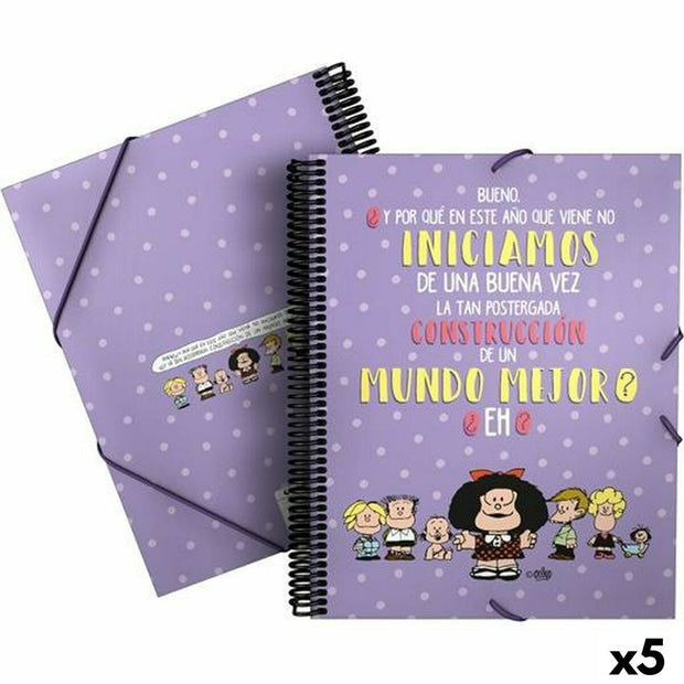 Folder Grafoplas Maxiplás Mafalda Lilac Rubber A4 (5 Units)