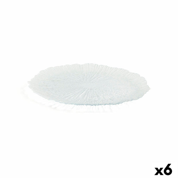 Flad plade Quid Mar de Viento Durchsichtig Glas (Ø 32 cm) (Pack 6x)