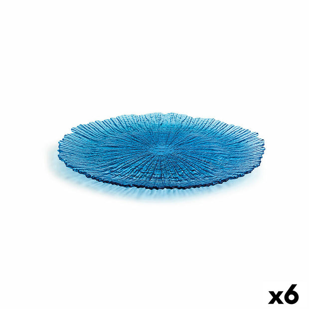 Flad plade Quid Mar de Viento Blau Glas (Ø 28 cm) (Pack 6x)