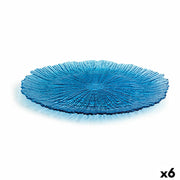 Flad plade Quid Mar de Viento Blau Glas (Ø 32 cm) (Pack 6x)