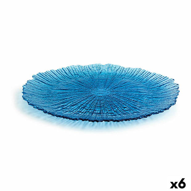 Flad plade Quid Mar de Viento Blau Glas (Ø 32 cm) (Pack 6x)