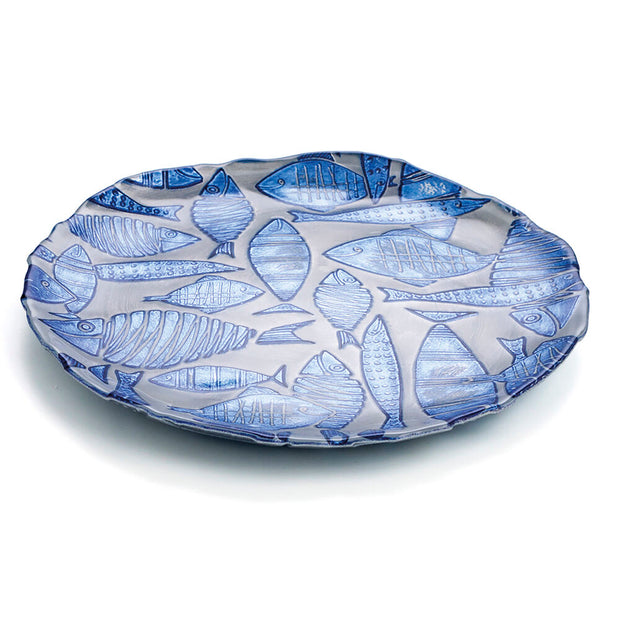 Flad plade Quid Mar de Viento Blau Glas (Ø 32 cm) (Pack 6x)