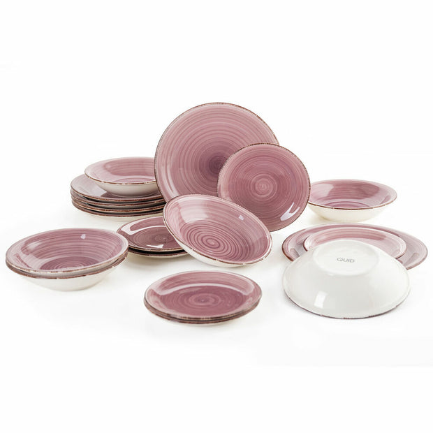 Geschirr Quid Vita Peoni aus Keramik Rosa Porcelæn (18 Stücke)