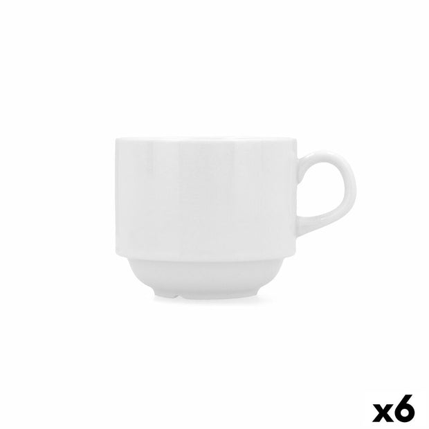 Teetasse Bidasoa Glacial aus Keramik Weiß (25 cl) (Pack 6x)
