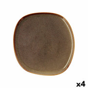 Flad plade Bidasoa Ikonic aus Keramik Braun (26,5 x 25,7 x 1,5 cm) (Pack 4x)