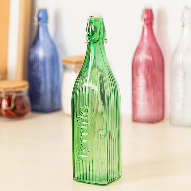 Flasche Quid Viba karriert grün Glas (1L)
