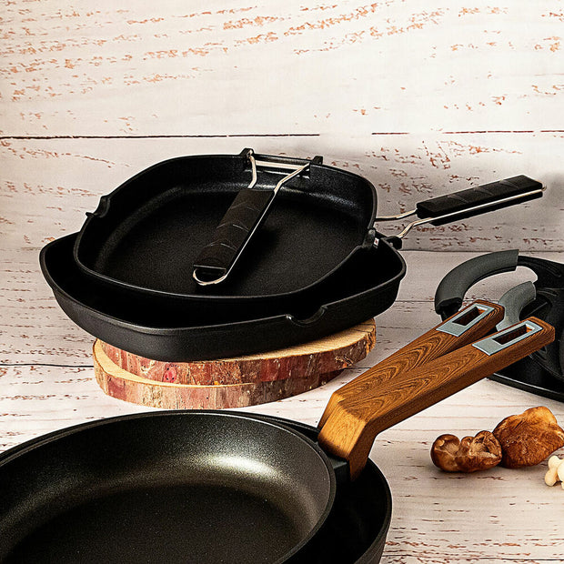 Glatte Grillpfanne Quid Ebano Schwarz Metall (28 cm)
