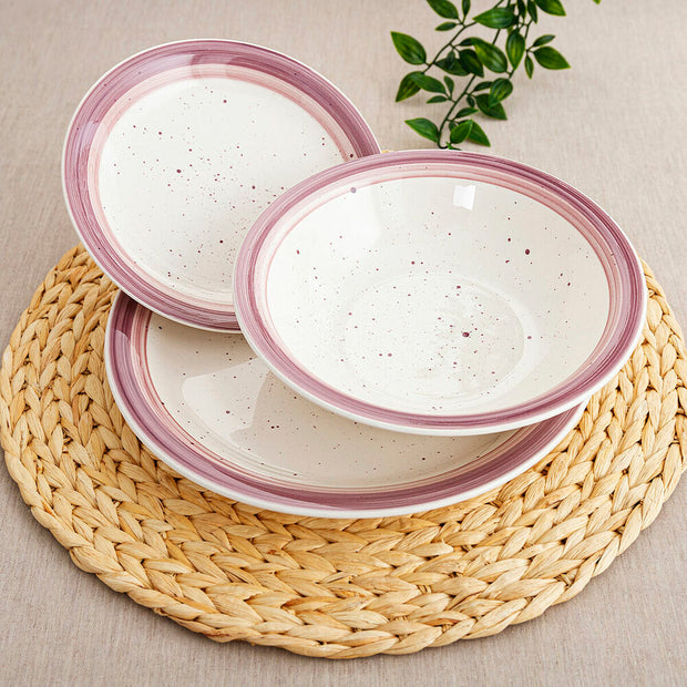Geschirr Quid Allegra Peoni Rosa Weiß aus Keramik (18 Stücke)