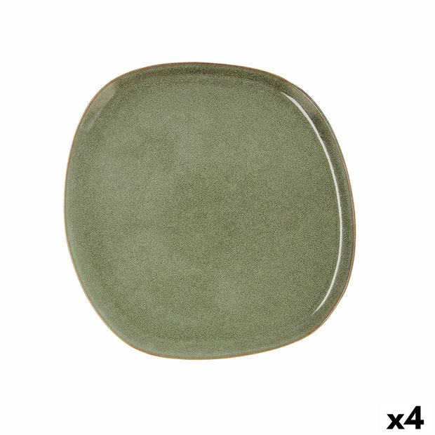 Flad plade Bidasoa Ikonic aus Keramik grün (26,5 x 25,7 x 1,5 cm) (Pack 4x)