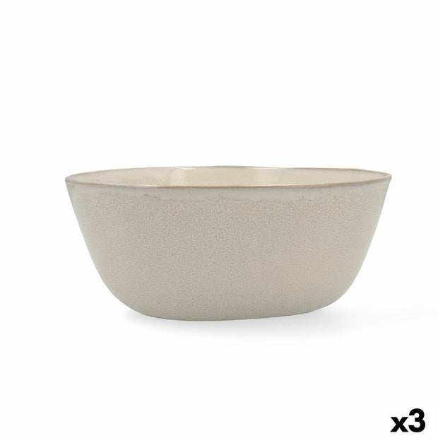 Salatschüssel Bidasoa Ikonic aus Keramik Weiß (20 x 19,5 x 8,5 cm) (Pack 3x)