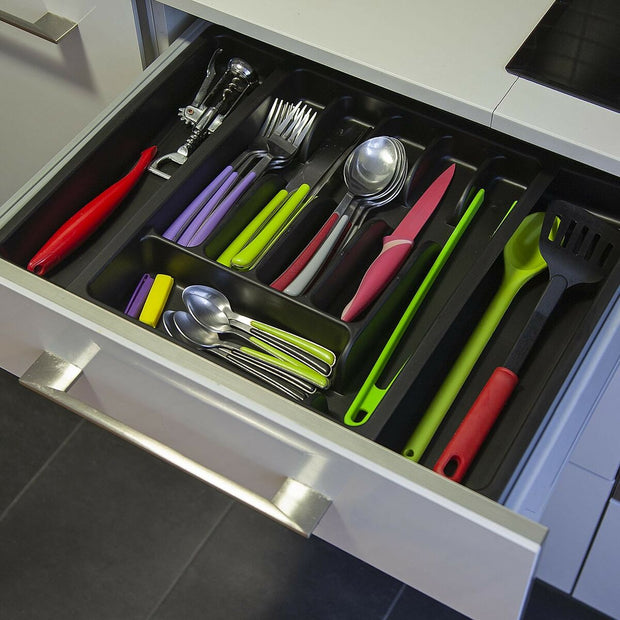 Besteckkasten Versa Schwarz Ausziehbar Stahl (38 x 6 x 48 cm)