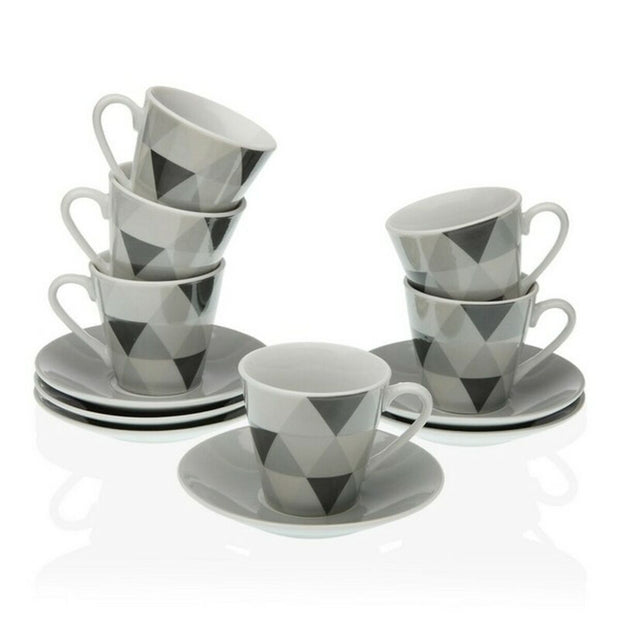 Satz mit Tassen- und Tellern Versa Porzellan (6 Stücke) (5,8 x 6 x 5,8 cm) (6 pcs)