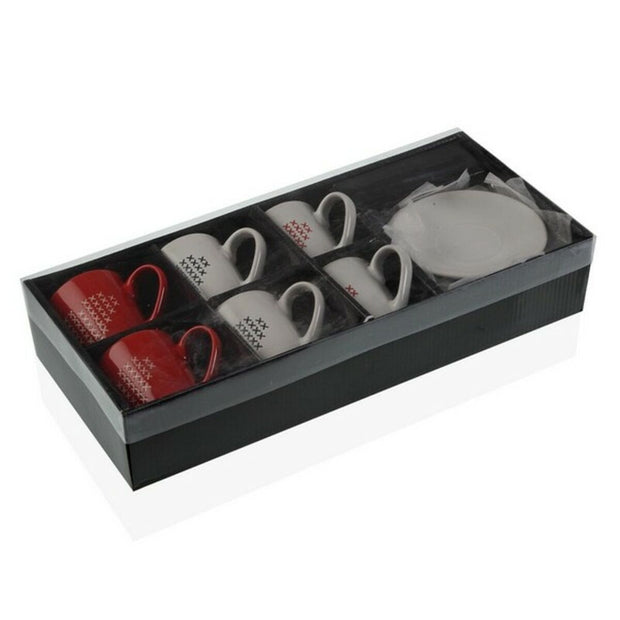 Satz mit Tassen- und Tellern Versa Jada Kaffee Steingut (6 Stücke) (4,1 x 6 x 6 cm) (6 pcs)