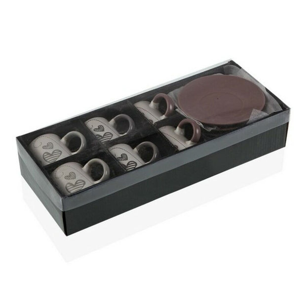 Satz mit Tassen- und Tellern Versa Sena Kaffee Steingut (6 Stücke) (4,9 x 7,4 x 8,5 cm) (6 pcs)