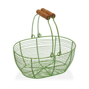 Obstschale Versa Minze Oval Metall Holz Stahl (18 x 9,5 x 23,5 cm)
