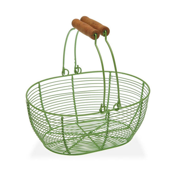 Obstschale Versa Minze Oval Metall Holz Stahl (18 x 9,5 x 23,5 cm)