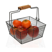 Obstschale Schwarz karriert Holz Metall (22,5 x 10 x 22,5 cm)
