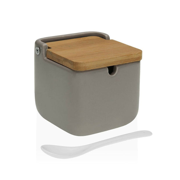 Zuckerdose Versa Grau aus Keramik Bambus Dolomite (8 x 8 x 8 cm)