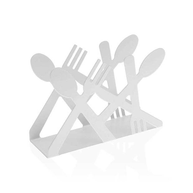 Serviettenring Versa Cubiertos Weiß Metall Stahl (4 x 9 x 13,5 cm)