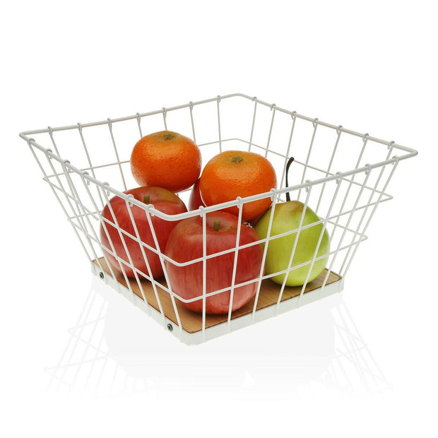 Obstschale Versa Weiß Holz Stahl (26 x 14 x 26 cm)