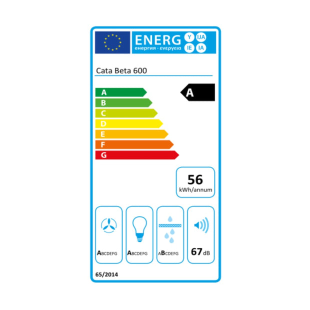 Konventioneller Rauchfang Cata BETA 600X 60 cm 790 m3/h 69 dB 240W