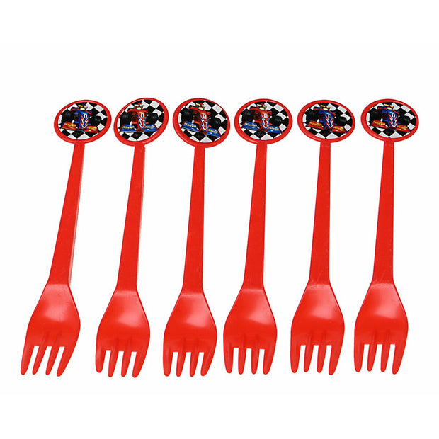 Fork Set Red Plastic