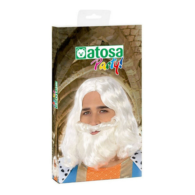 Wig with Beard C/P. PELUCA REY MAGO BLANCO 39891 White Wizard King
