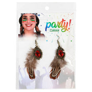 Earrings Feathers Brown American Indian