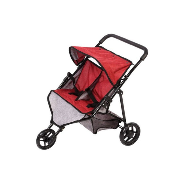 Doll Stroller Red Grey