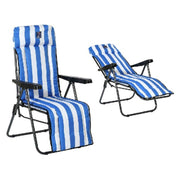 Beach sunbed Steel Blue / White (77 x 58 x 106 cm)