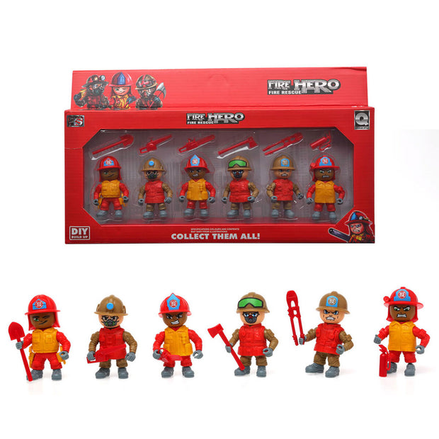 Action Figure Fireman 6 Pieces Set