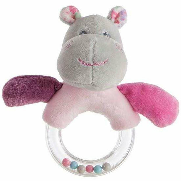 Rattle Cuddly Toy Hippo Pink Plastic (14 cm)