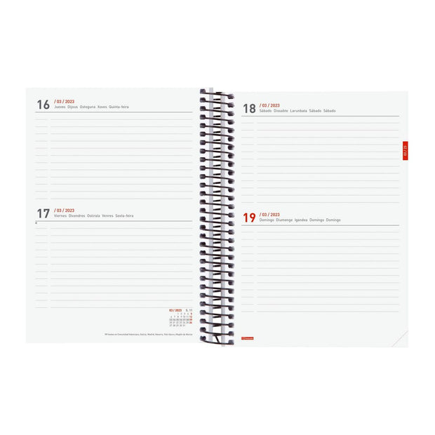 Diary Finocam ESPIRAL E10 2022-2023 Red School (15,5 x 21,2 cm)