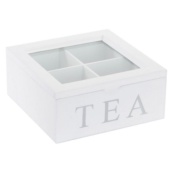 Teebox DKD Home Decor Weiß Holz MDF (18 x 18 x 8 cm)