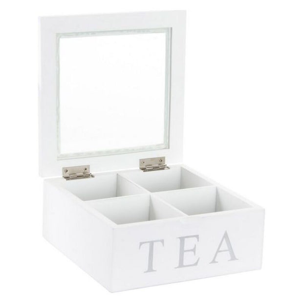 Teebox DKD Home Decor Weiß Holz MDF (18 x 18 x 8 cm)