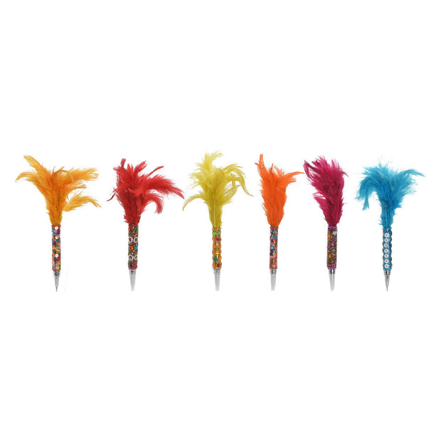 Pen DKD Home Decor Acrylic Metal Feather (6 pcs)