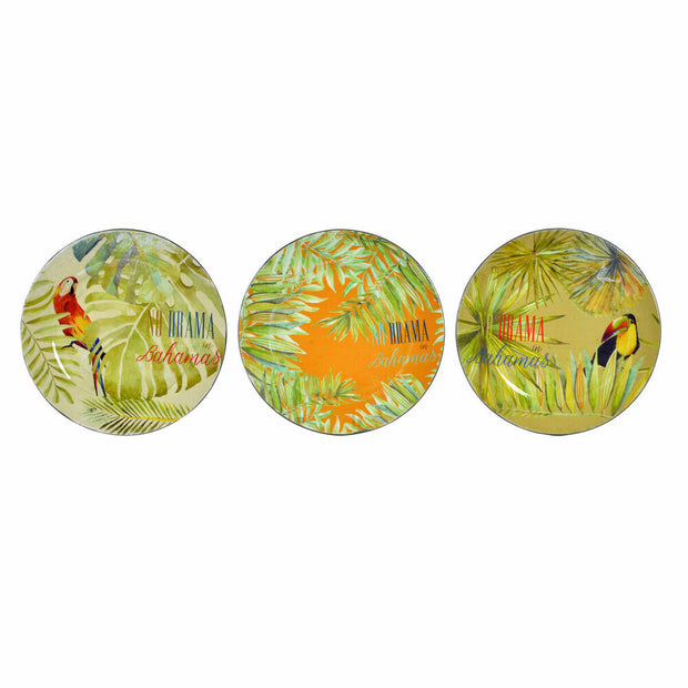 Flad plade DKD Home Decor Bahamas Einwegartikel Papier (13 x 13 x 13 cm) (3 pcs)