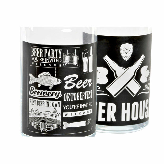Bierglas DKD Home Decor Kristall Schwarz Durchsichtig (2 Stück)