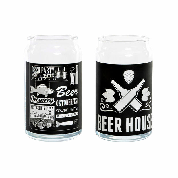 Bierglas DKD Home Decor Kristall Schwarz Durchsichtig (2 Stück)