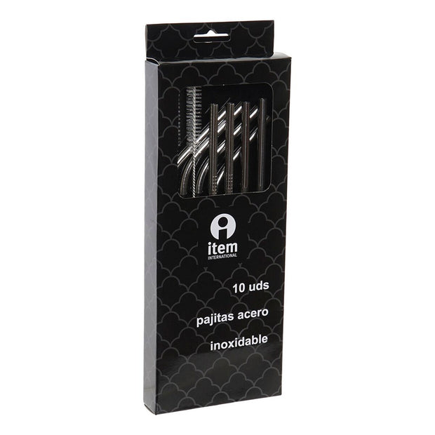 Trinkhalm wiederverwendbar DKD Home Decor Edelstahl (10 pcs)